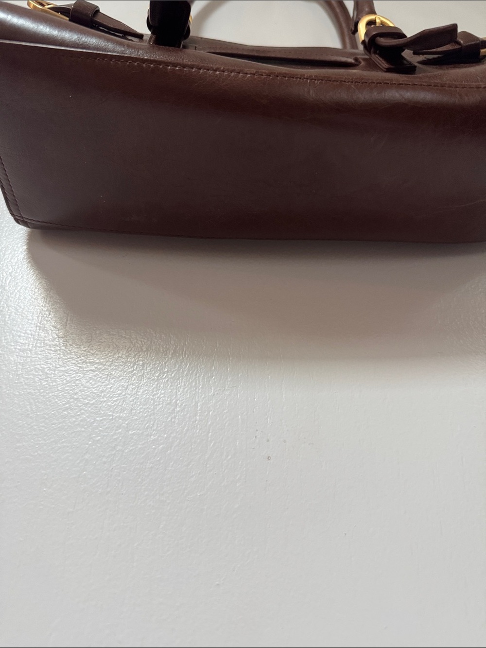 Reformation Beatrice Chestnut Brown Leather Shoulder Bag with Gold Hardware - Picture 4 of 9